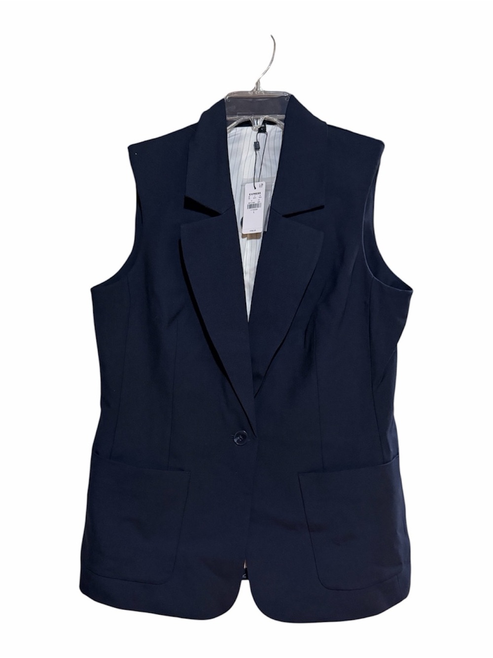 Express Women’s Navy Sleeveless Blazer Vest NWT Size Large